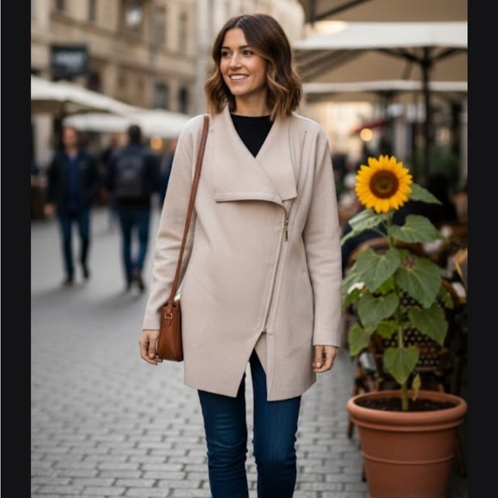 Cynthia Rowley Beige Draped Trench Coat